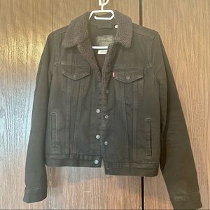 Levi’s Black Ex-boyfriend Sherpa Trucker Jean Jacket size S